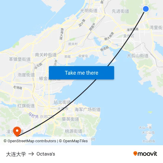 Dalian University to Octava's map