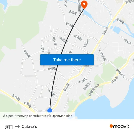 Kawaguchi to Octava's map