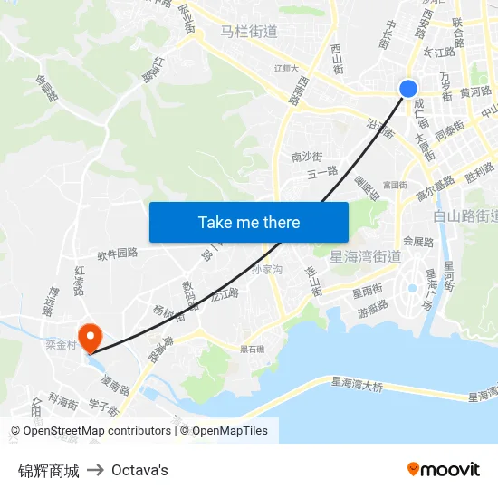 Jinhui Mall to Octava's map