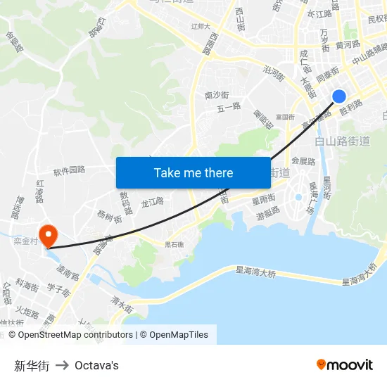 Xinhua Street to Octava's map