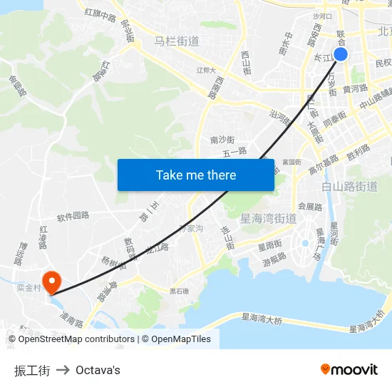 Zhen Gong Street to Octava's map