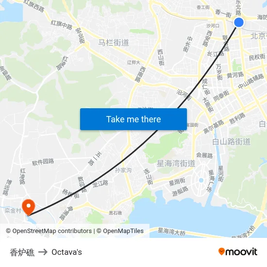Xiangluzhao to Octava's map