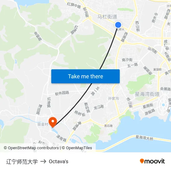 Liaoning Normal University to Octava's map