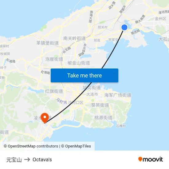 Yuanbao Mountain to Octava's map