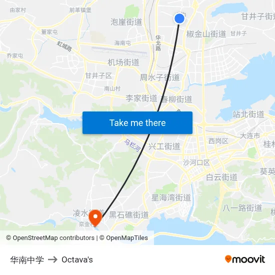 Huanan Middle School to Octava's map