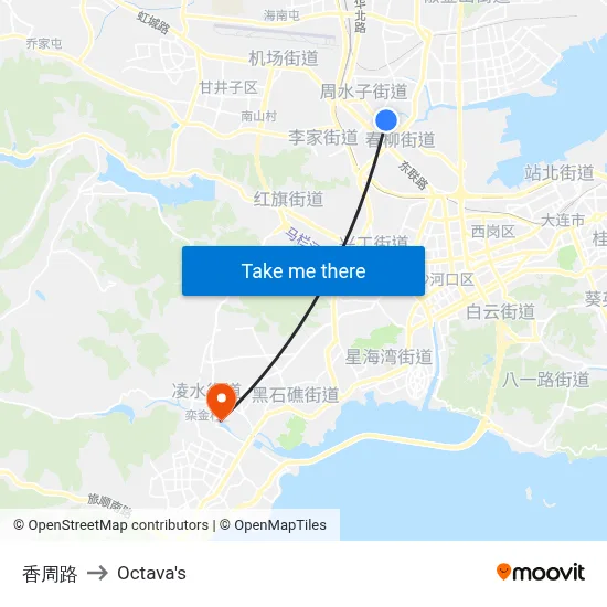 Xiangzhou Road to Octava's map