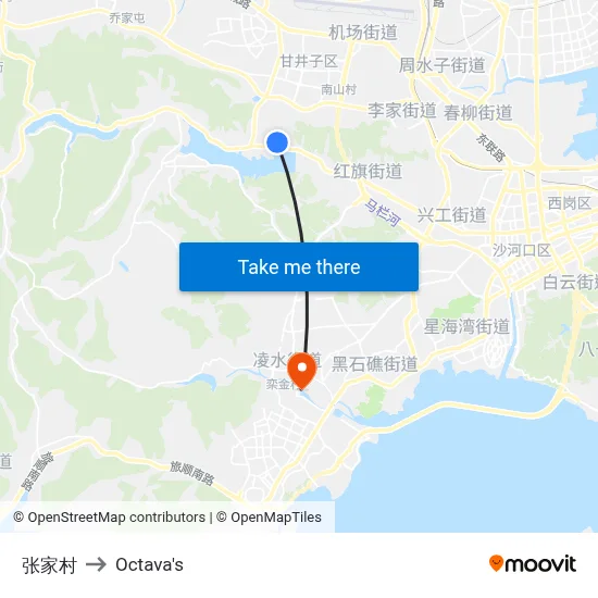 Zhangjiacao Village to Octava's map