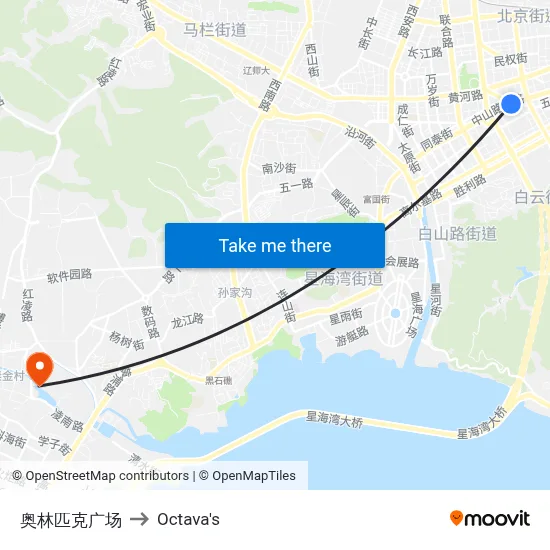 Olympic Square to Octava's map