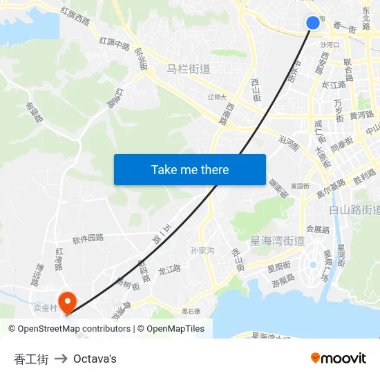 Xianggong Street to Octava's map
