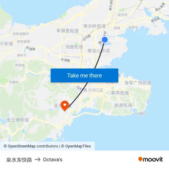 Quanshui East Express to Octava's map