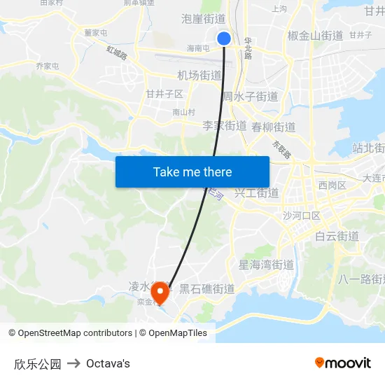 Xinle Park to Octava's map