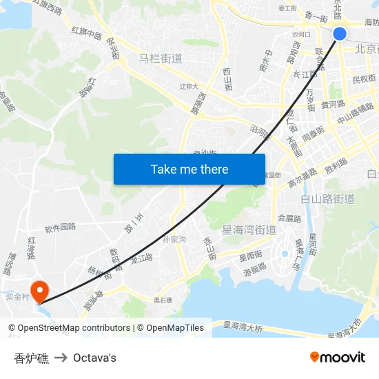Xiangluzhao to Octava's map