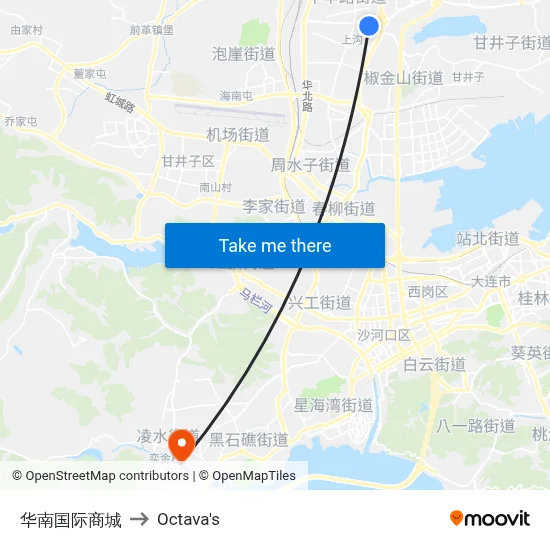 Huanan International Mall to Octava's map