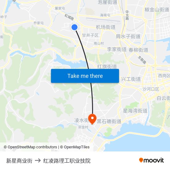 新星商业街 to 红凌路理工职业技院 map