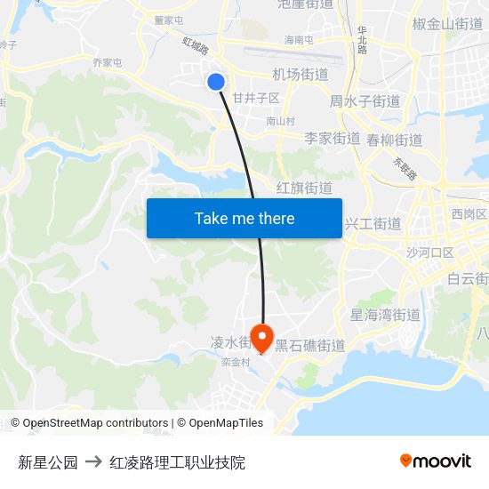 新星公园 to 红凌路理工职业技院 map