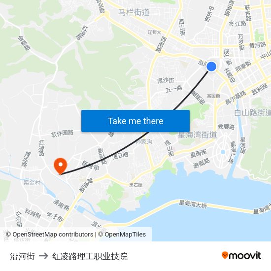 沿河街 to 红凌路理工职业技院 map
