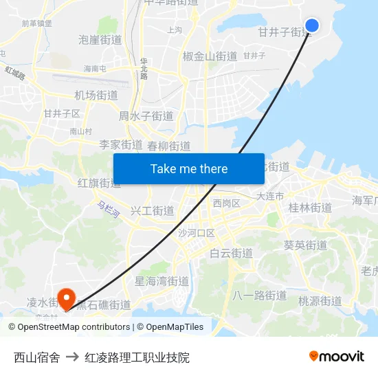 西山宿舍 to 红凌路理工职业技院 map