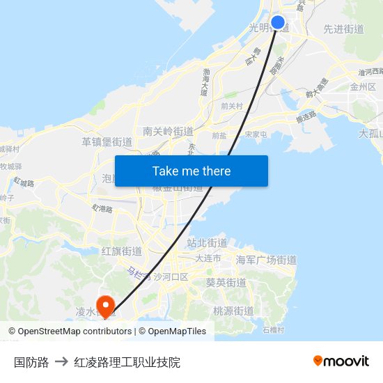 国防路 to 红凌路理工职业技院 map