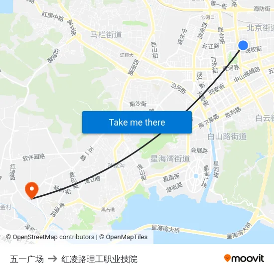 五一广场 to 红凌路理工职业技院 map