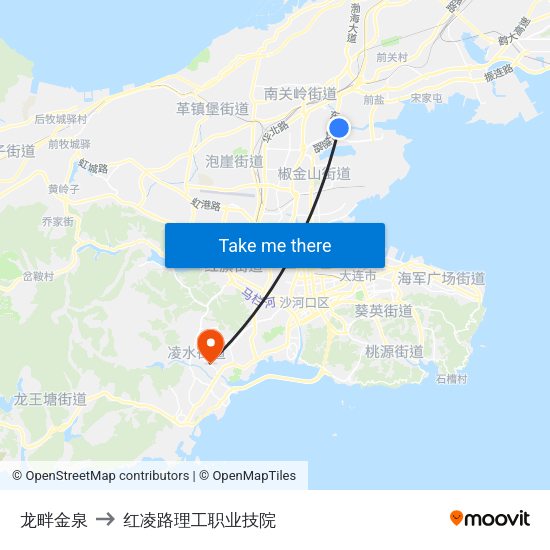 龙畔金泉 to 红凌路理工职业技院 map