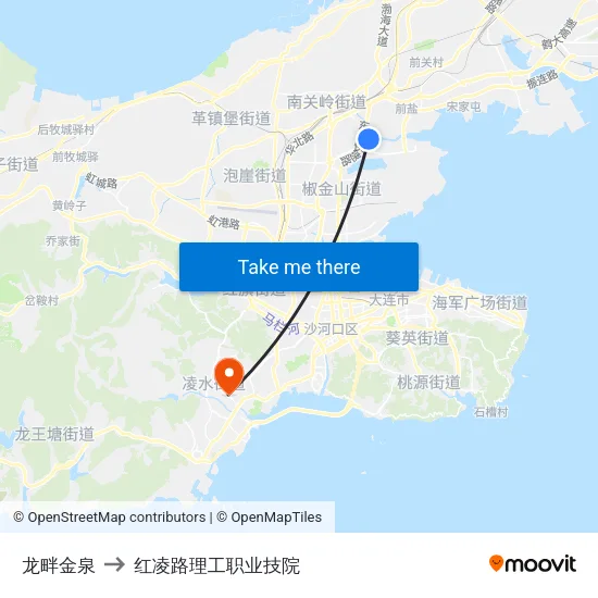 龙畔金泉 to 红凌路理工职业技院 map