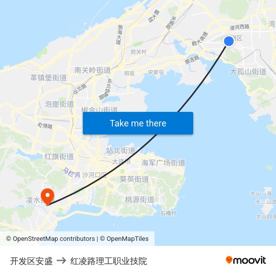 开发区安盛 to 红凌路理工职业技院 map