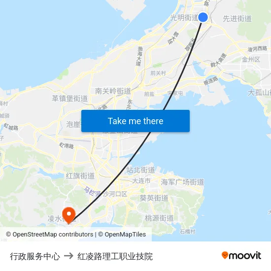 行政服务中心 to 红凌路理工职业技院 map