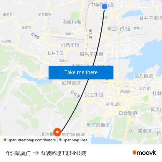 华润凯旋门 to 红凌路理工职业技院 map