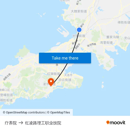 疗养院 to 红凌路理工职业技院 map