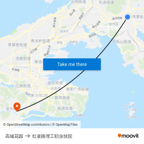 高城花园 to 红凌路理工职业技院 map