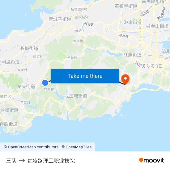 三队 to 红凌路理工职业技院 map