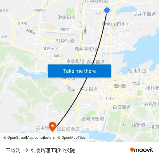 三道沟 to 红凌路理工职业技院 map