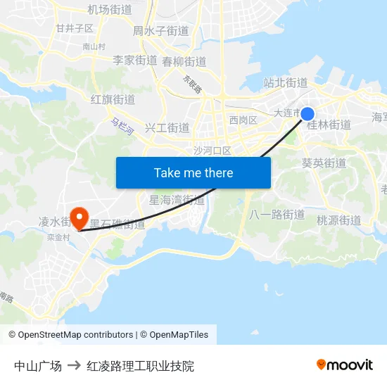 中山广场 to 红凌路理工职业技院 map