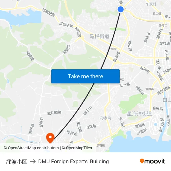 Lvbo Complex to DMU Foreign Experts' Building map