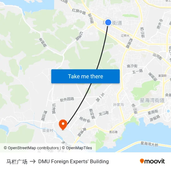 Malan Square to DMU Foreign Experts' Building map