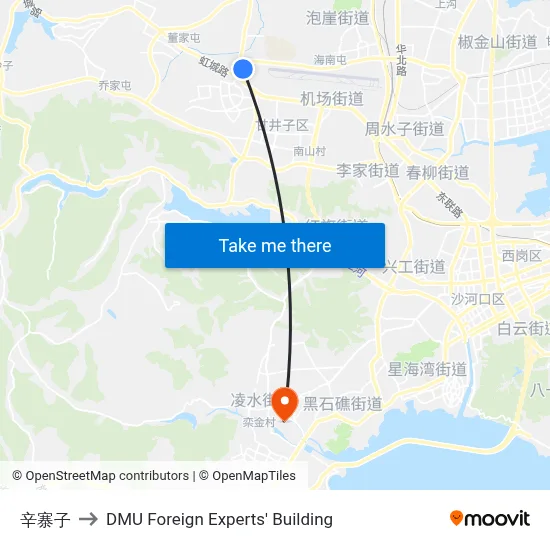 Xinzhaizi to DMU Foreign Experts' Building map
