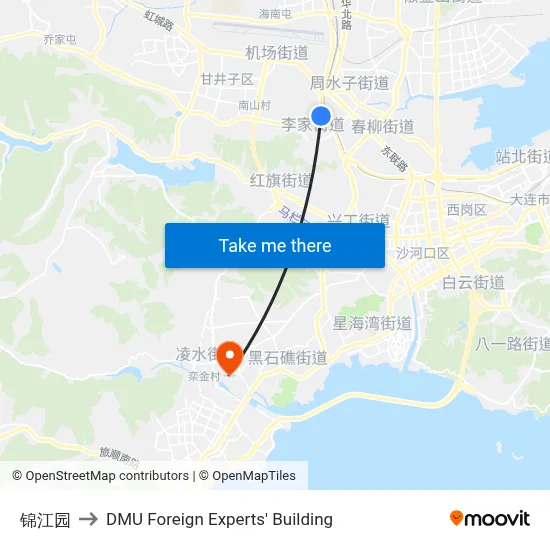 Jinjiang Garden to DMU Foreign Experts' Building map