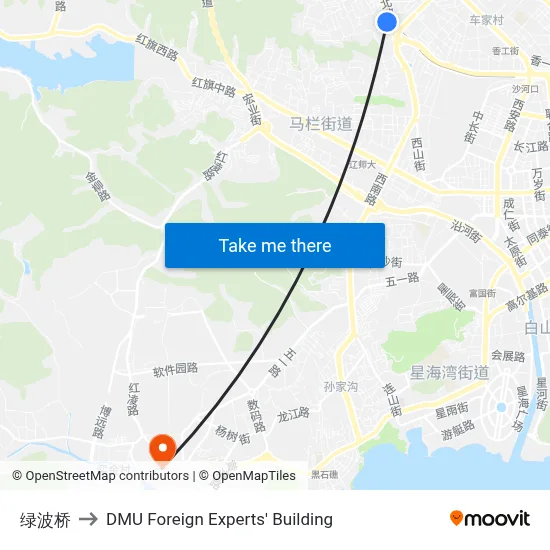 Green Wave Bridge to DMU Foreign Experts' Building map