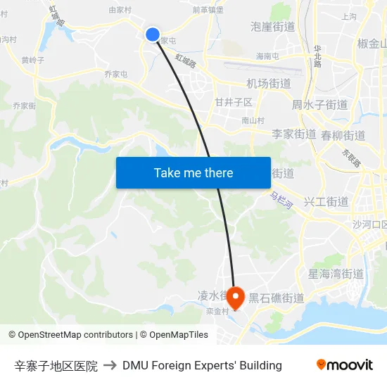 Xinzhaizi District Hospital to DMU Foreign Experts' Building map