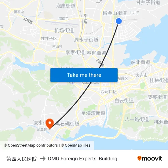 Fourth People's Hospital to DMU Foreign Experts' Building map
