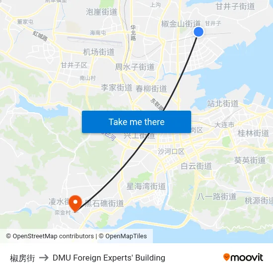 Jiaofang Street to DMU Foreign Experts' Building map