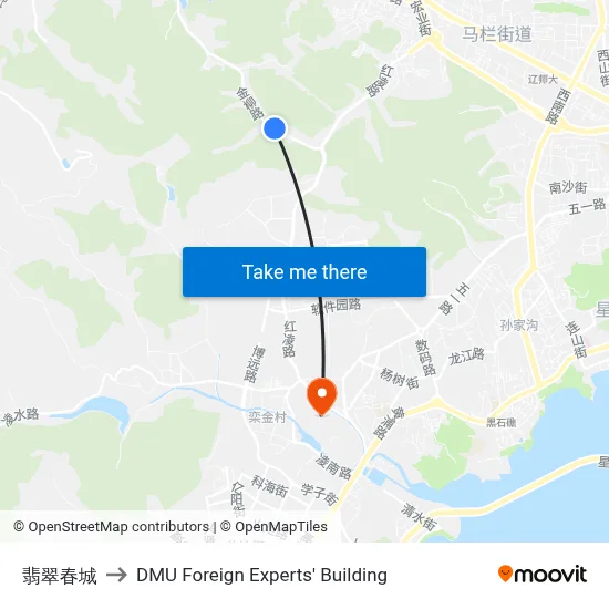 Jade Spring City to DMU Foreign Experts' Building map
