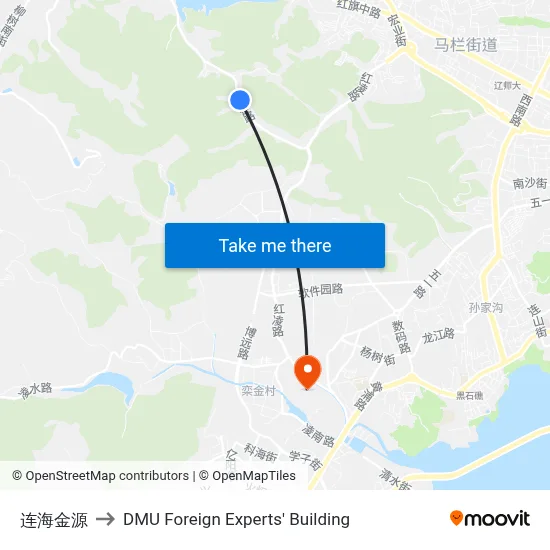 Lianhai Jinyuan to DMU Foreign Experts' Building map