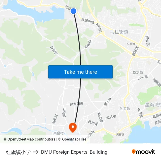 Hongqi Town Primary School to DMU Foreign Experts' Building map