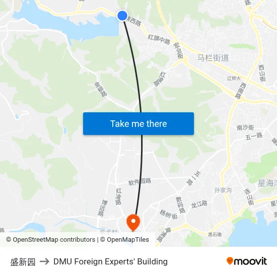 Shengxinyuan to DMU Foreign Experts' Building map
