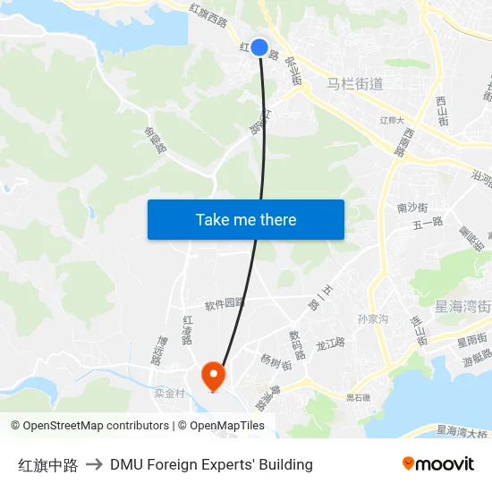 Hongqi Middle Road to DMU Foreign Experts' Building map