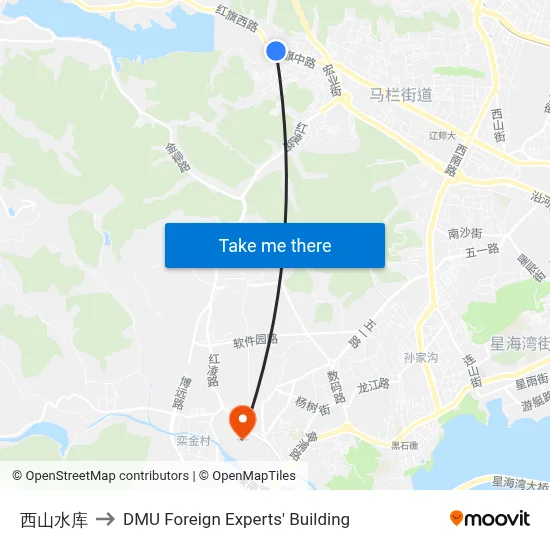 West Mountain Reservoir to DMU Foreign Experts' Building map