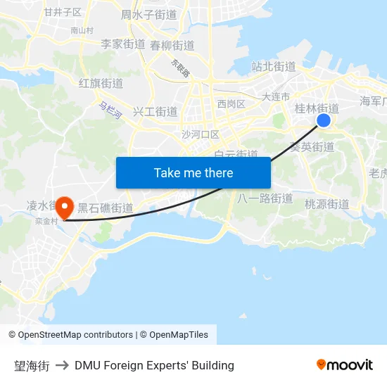 Wanghai Street to DMU Foreign Experts' Building map