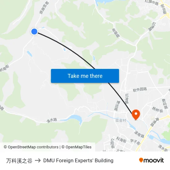 Vanke Valley to DMU Foreign Experts' Building map