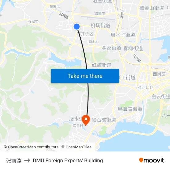 Zhangqian Road to DMU Foreign Experts' Building map